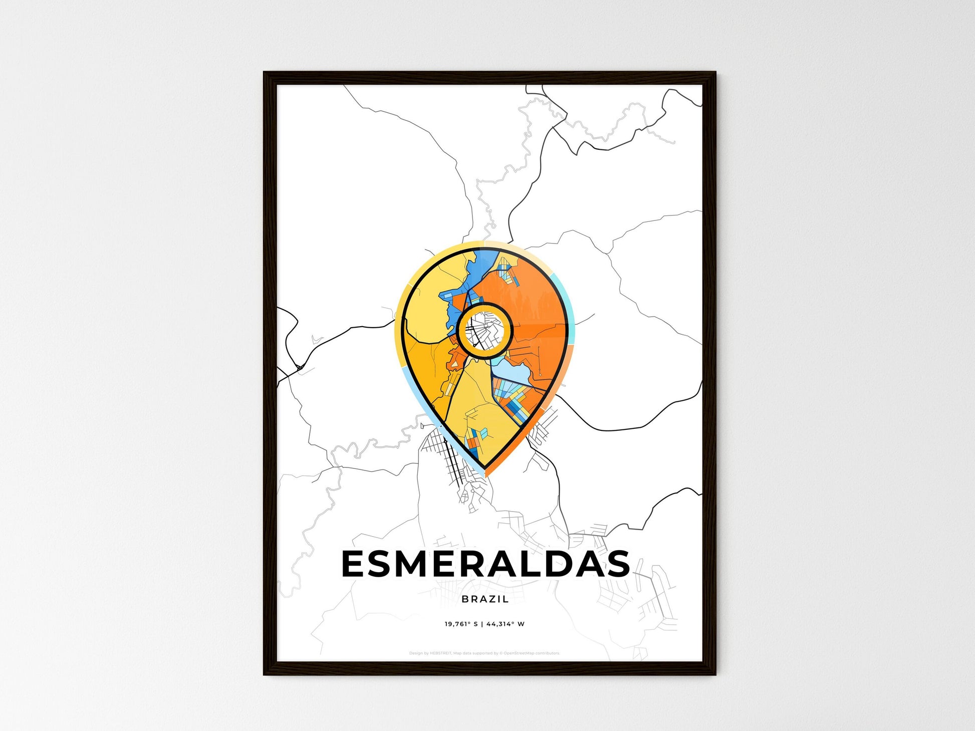 Esmeraldas Brazil wedding art map with pointer icon