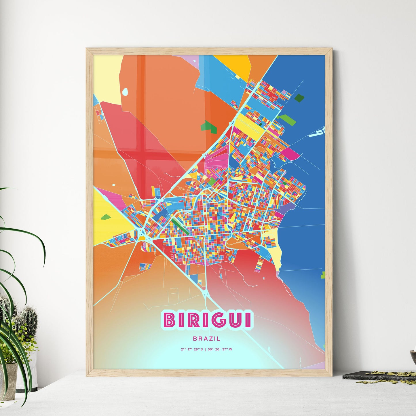 Colorful BIRIGUI BRAZIL Fine Art Map Crazy Colors