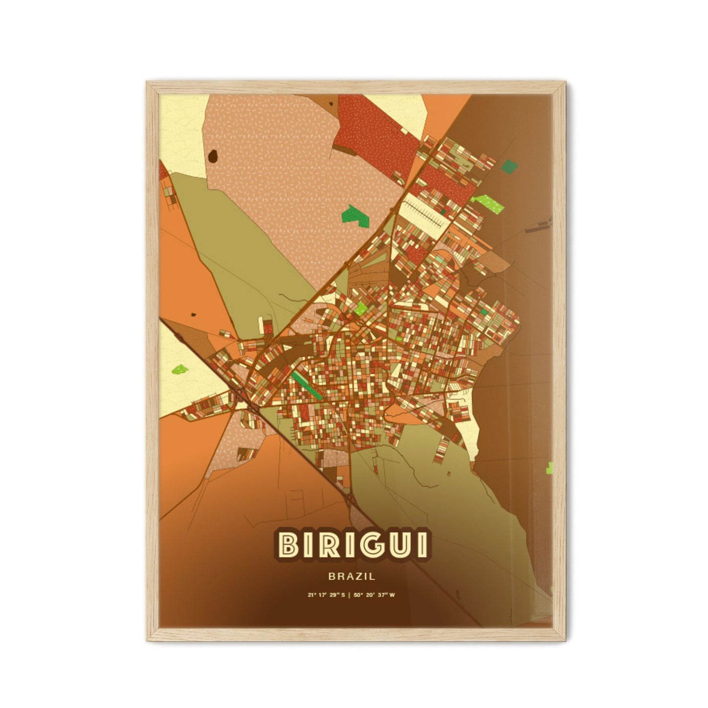 Colorful BIRIGUI BRAZIL Fine Art Map Farmhouse