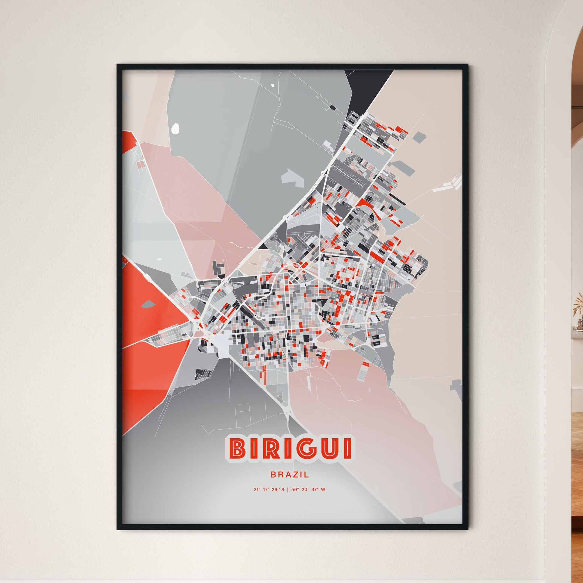 Colorful BIRIGUI BRAZIL Fine Art Map Modern