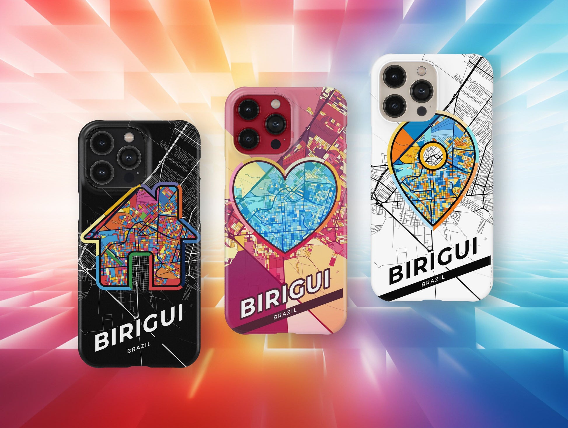 Birigui Brazil slim phone case with colorful icon. Birthday, wedding or housewarming gift. Couple match cases.