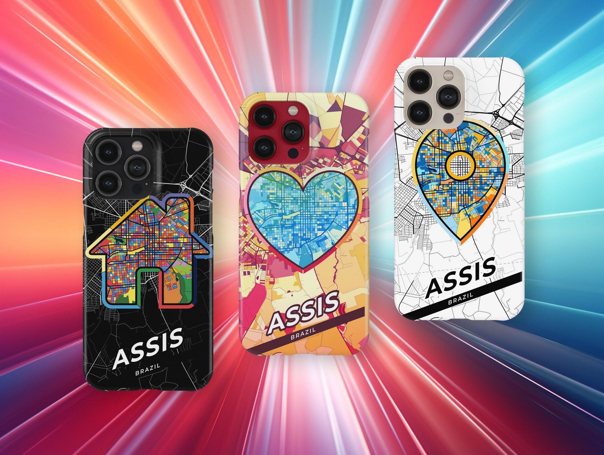 Assis Brazil slim phone case with colorful icon. Birthday, wedding or housewarming gift. Couple match cases.