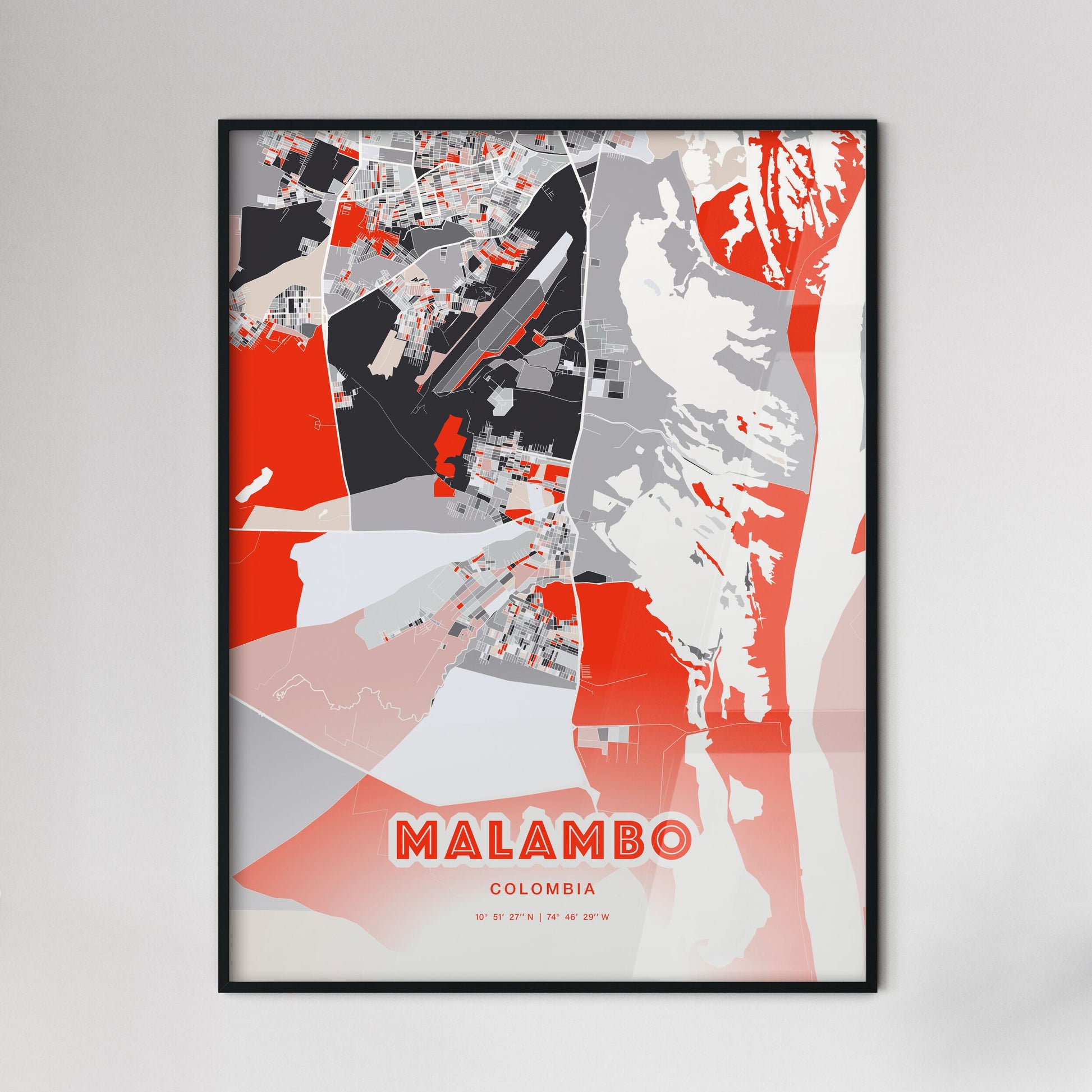 Colorful MALAMBO COLOMBIA Fine Art Map Modern