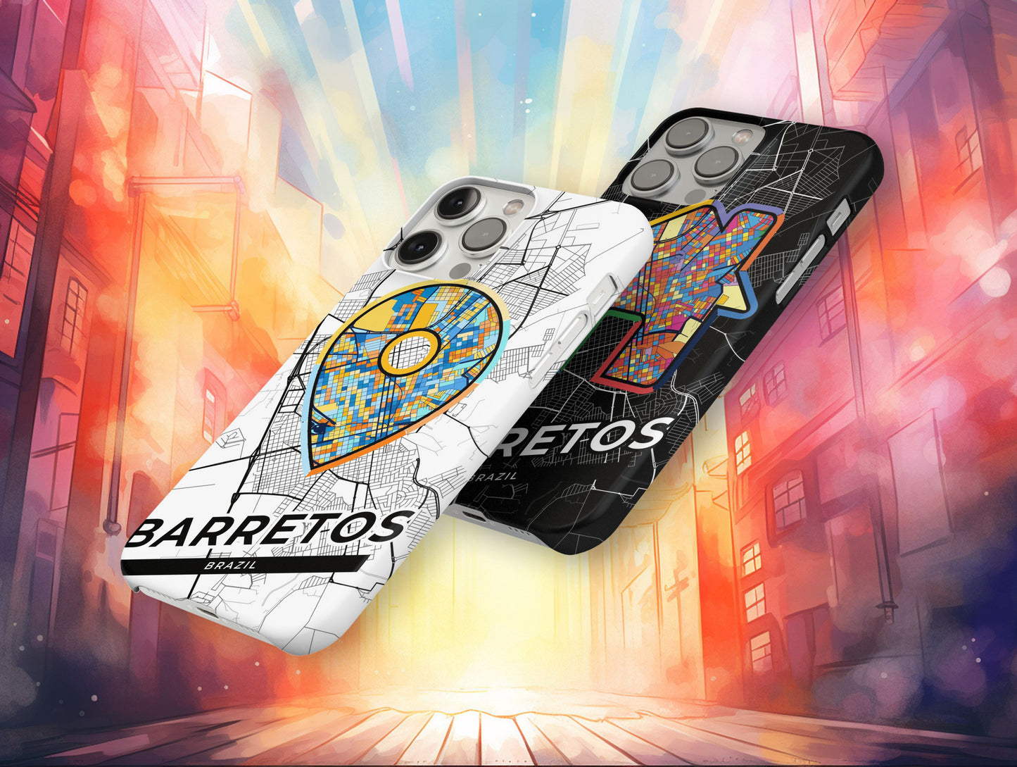 Barretos Brazil slim phone case with colorful icon. Birthday, wedding or housewarming gift. Couple match cases.