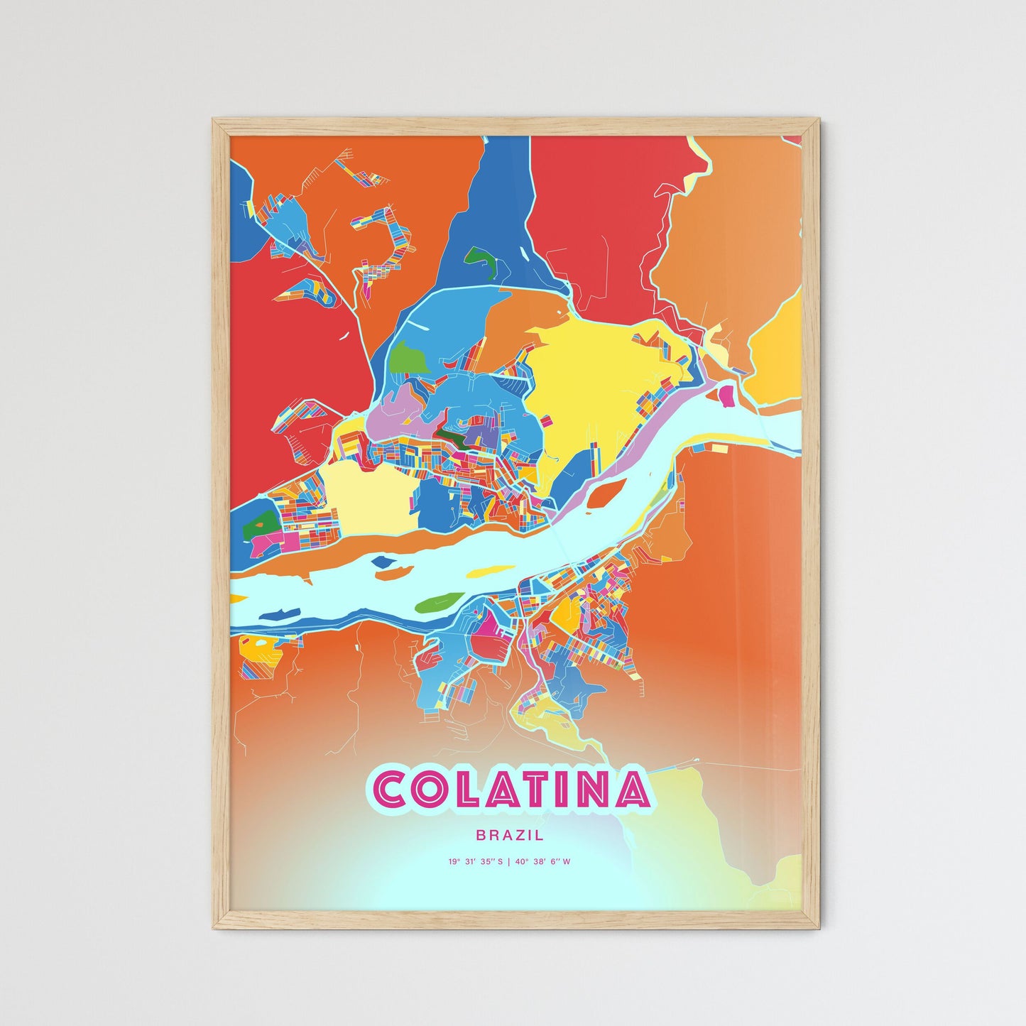 Colorful COLATINA BRAZIL Fine Art Map Crazy Colors