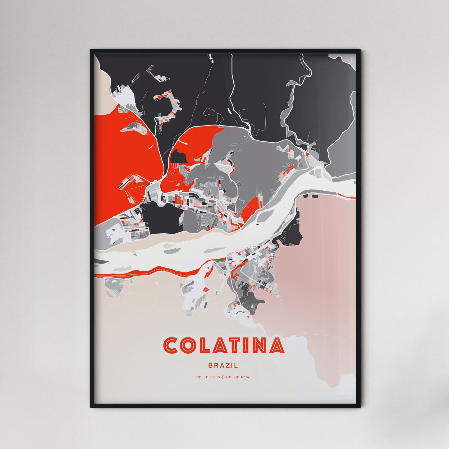 Colorful COLATINA BRAZIL Fine Art Map Modern