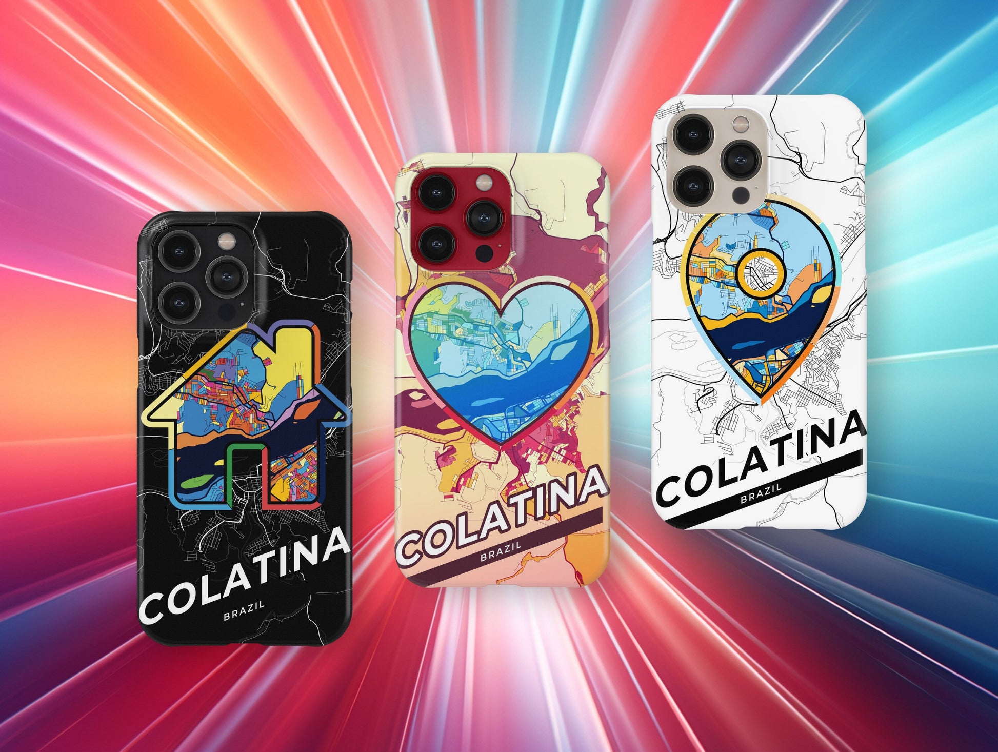 Colatina Brazil slim phone case with colorful icon. Birthday, wedding or housewarming gift. Couple match cases.