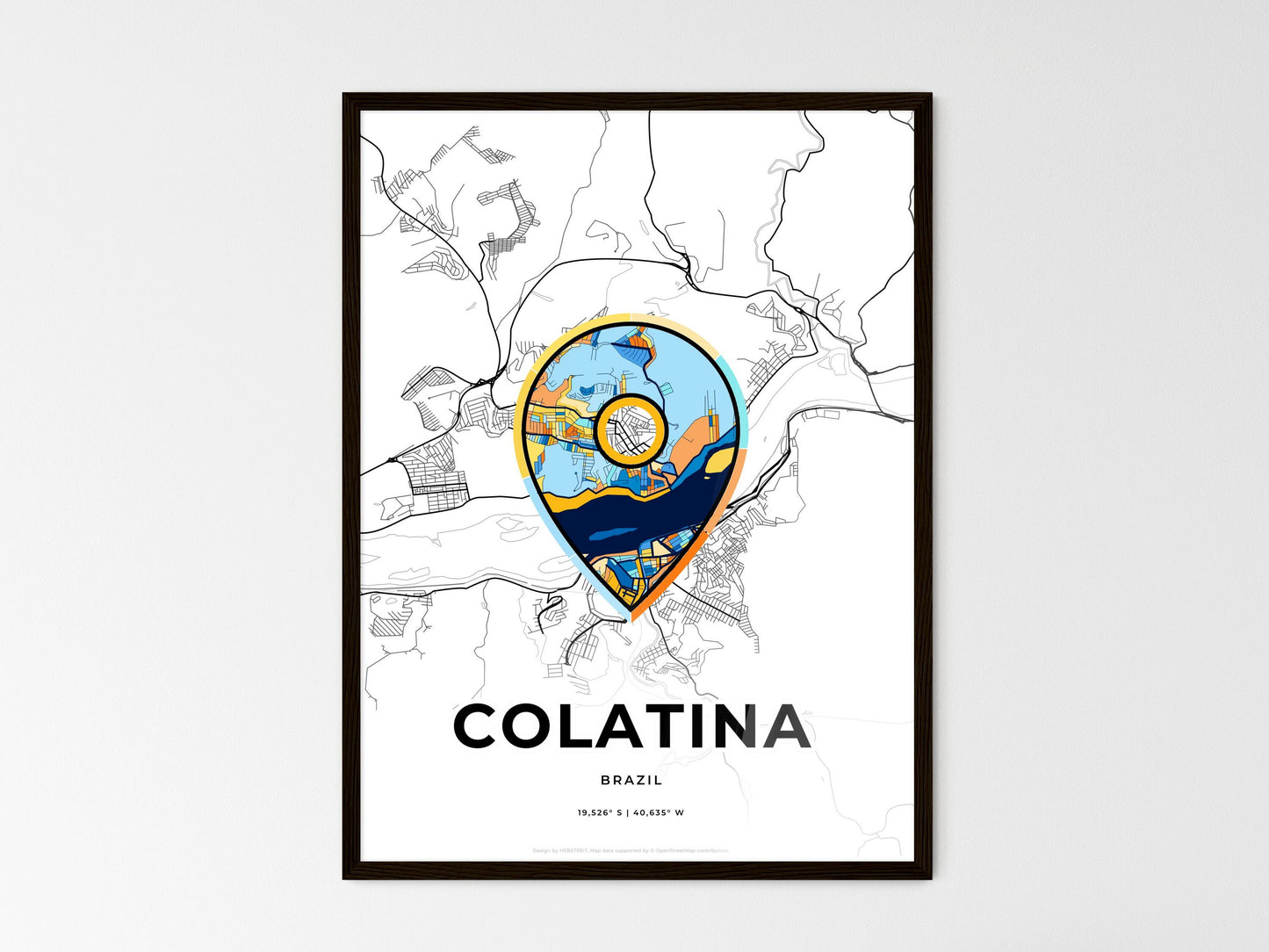 COLATINA BRAZIL minimal art map with a colorful icon. Where it all began, Couple map gift. Style 1