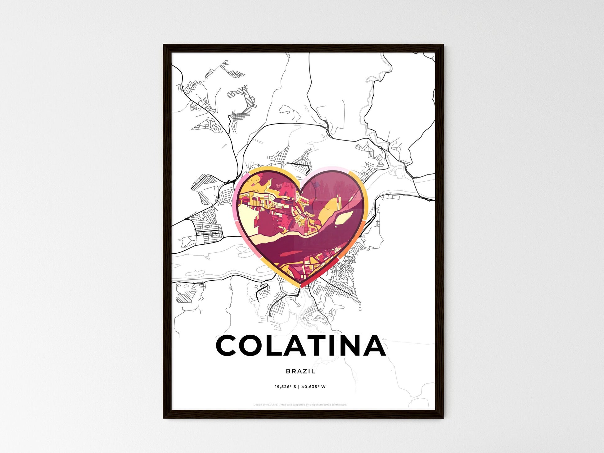 COLATINA BRAZIL minimal art map with a colorful icon. Where it all began, Couple map gift. Style 2