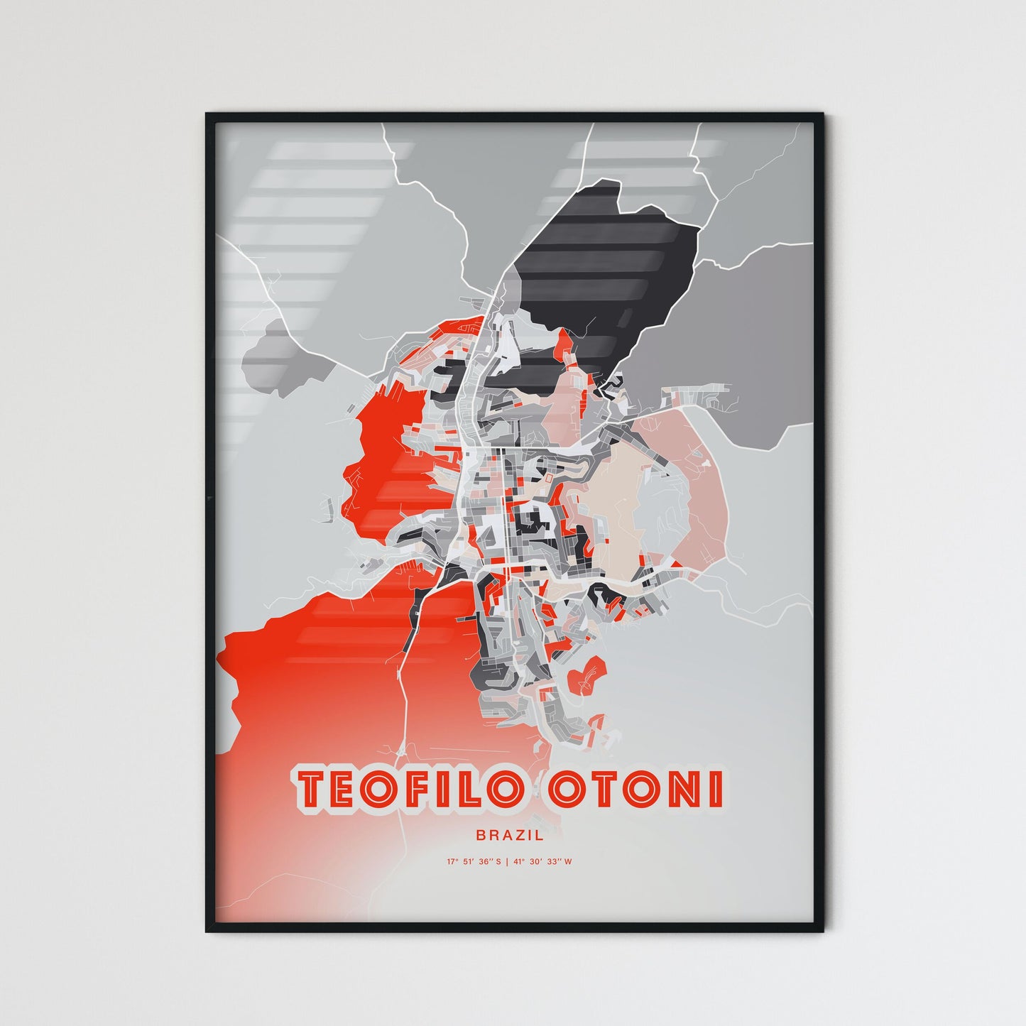 Colorful TEOFILO OTONI BRAZIL Fine Art Map Modern