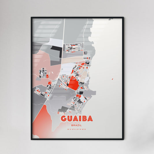 Colorful GUAIBA BRAZIL Fine Art Map Modern