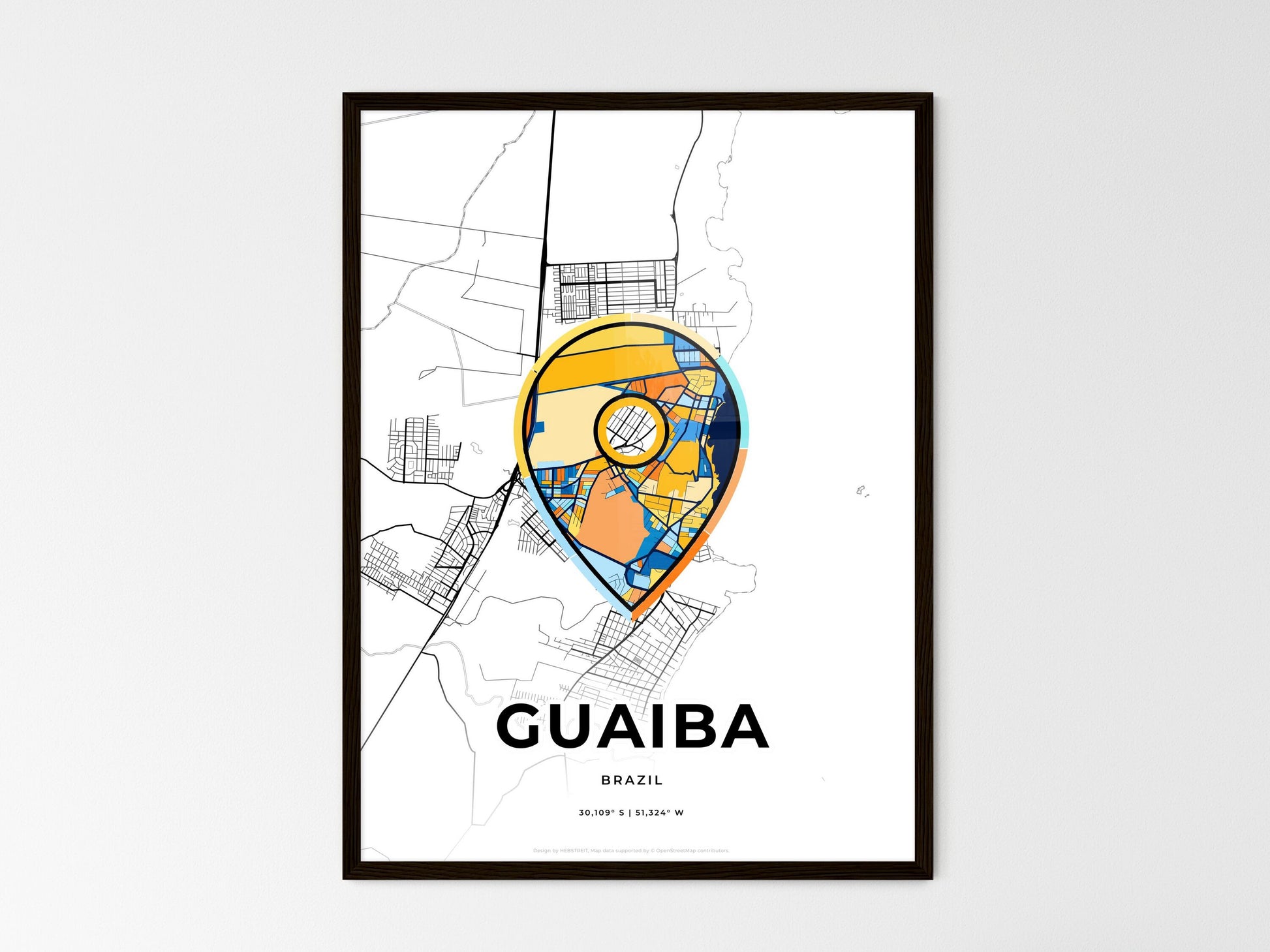 Guaiba Brazil wedding art map with pointer icon