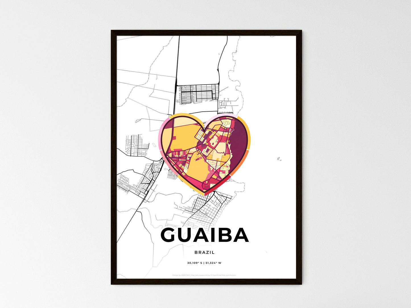 Guaiba Brazil wedding art map with heart icon