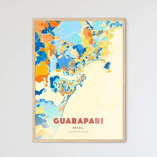 Colorful GUARAPARI BRAZIL Fine Art Map Blue Orange