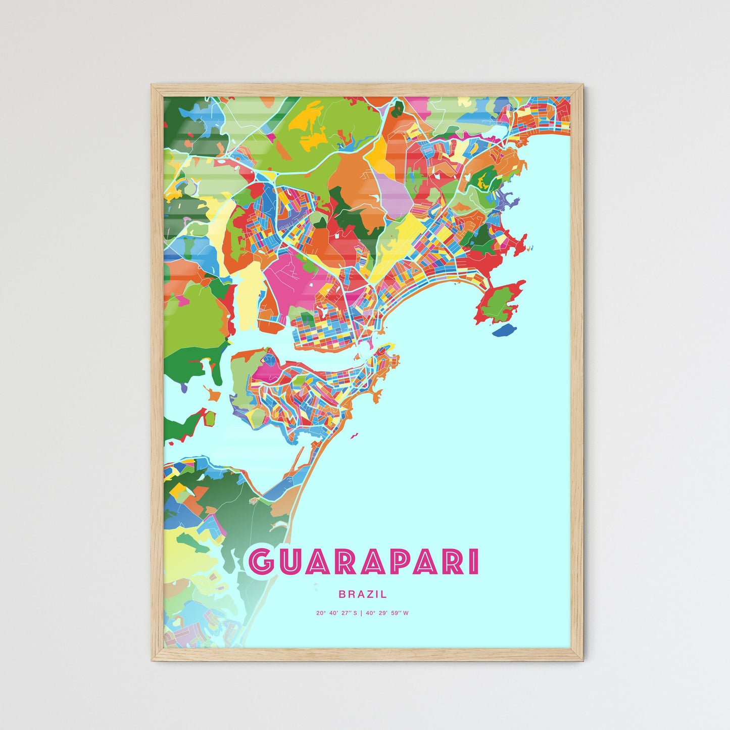 Colorful GUARAPARI BRAZIL Fine Art Map Crazy Colors