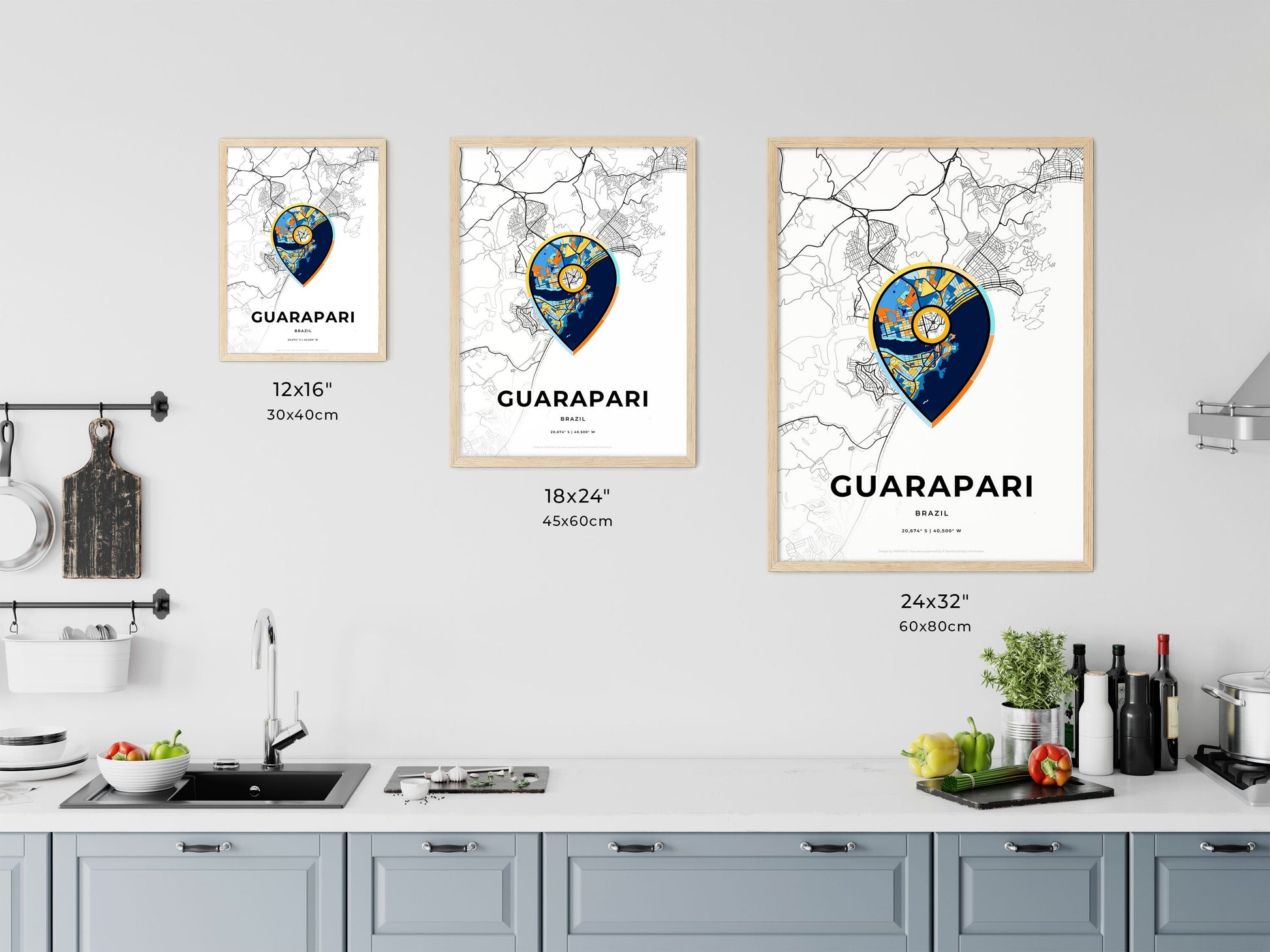 Guarapari Brazil art map size chart