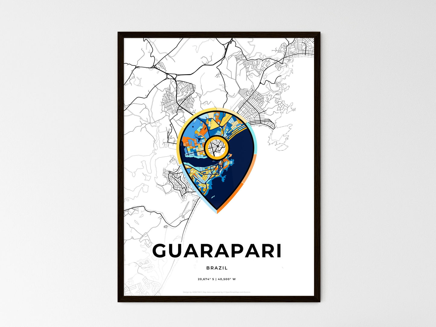 Guarapari Brazil wedding art map with pointer icon