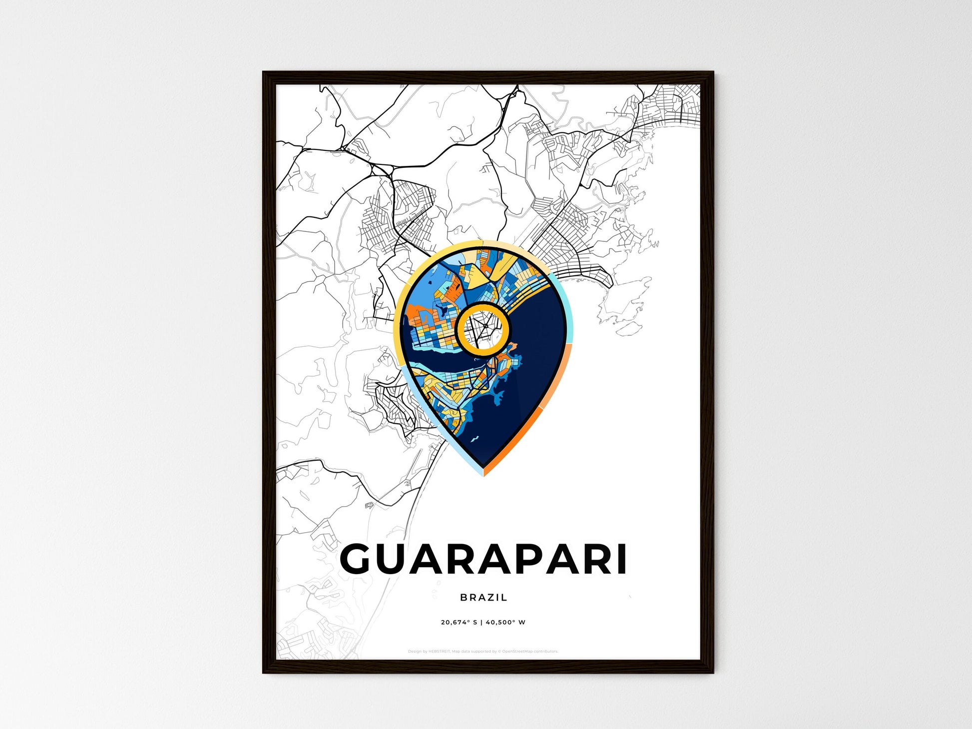 Guarapari Brazil wedding art map with pointer icon