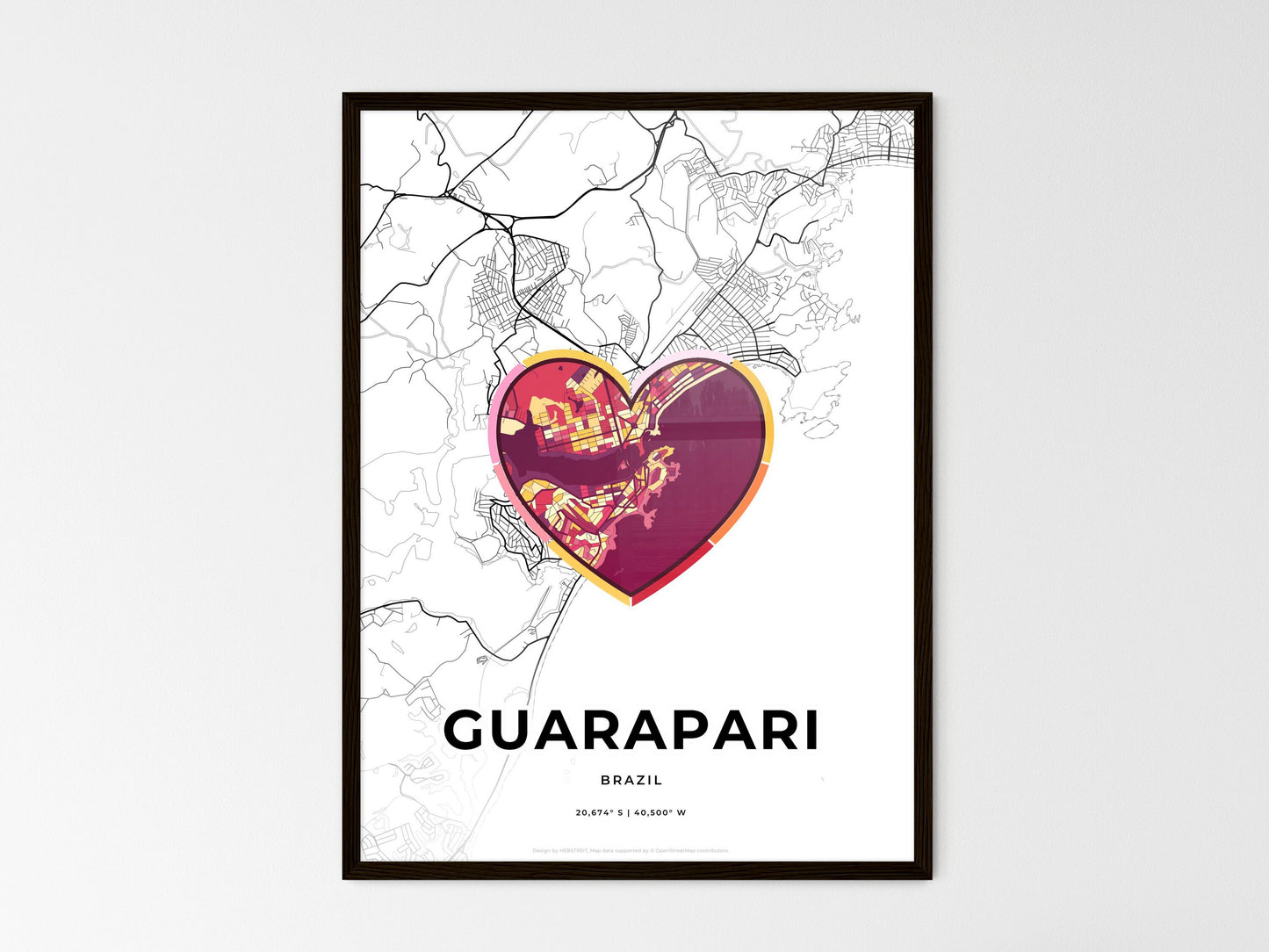 Guarapari Brazil wedding art map with heart icon