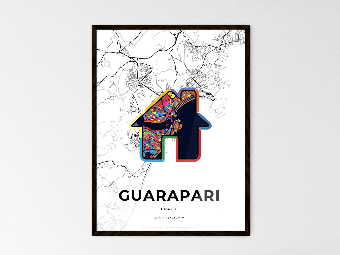 Guarapari Brazil wedding art map with home icon