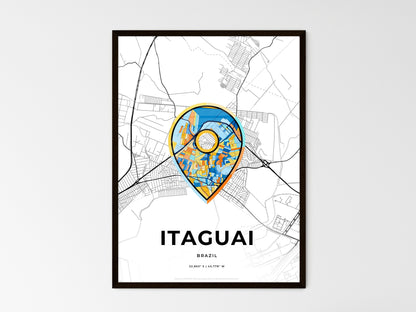 ITAGUAI BRAZIL minimal art map with a colorful icon. Where it all began, Couple map gift. Style 1