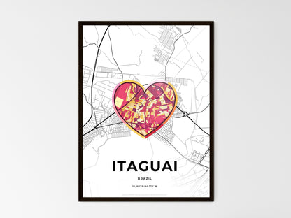 ITAGUAI BRAZIL minimal art map with a colorful icon. Where it all began, Couple map gift. Style 2