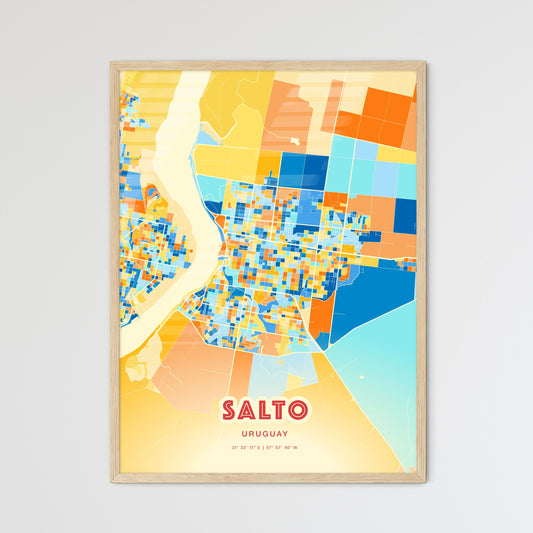 Colorful SALTO URUGUAY Fine Art Map Blue Orange