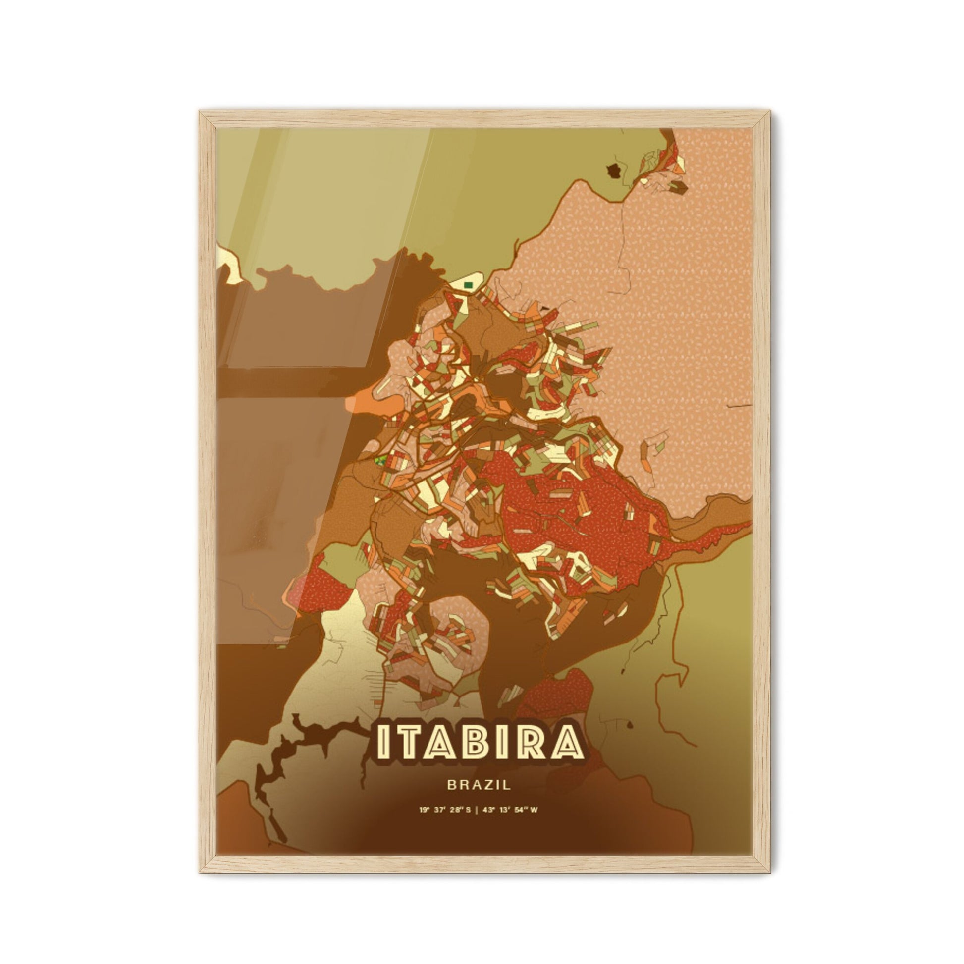 Colorful ITABIRA BRAZIL Fine Art Map Farmhouse