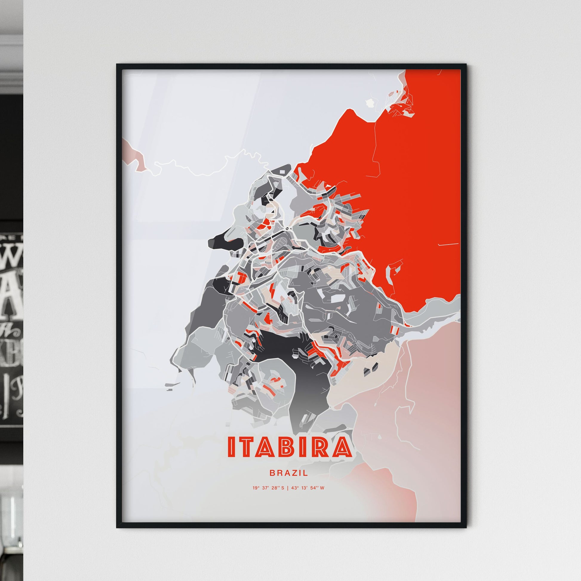 Colorful ITABIRA BRAZIL Fine Art Map Modern