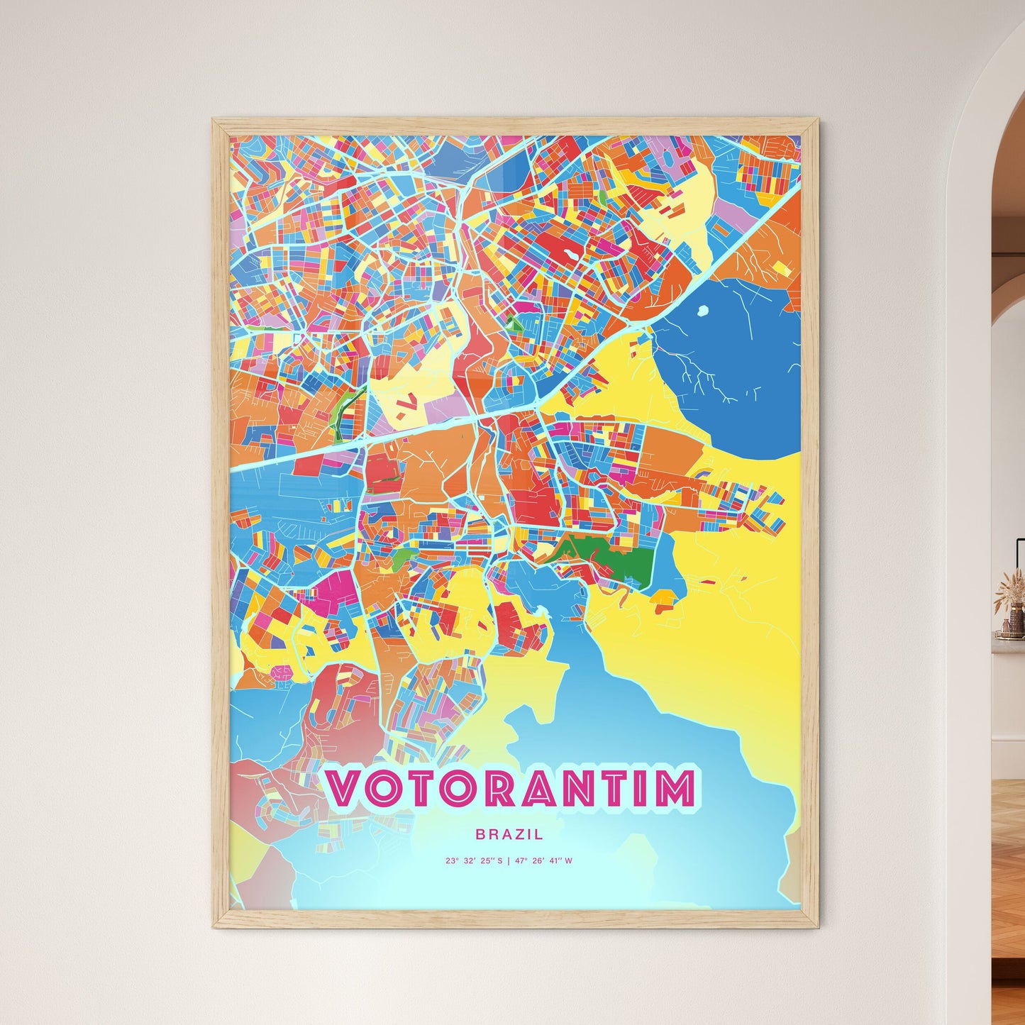 Colorful VOTORANTIM BRAZIL Fine Art Map Crazy Colors