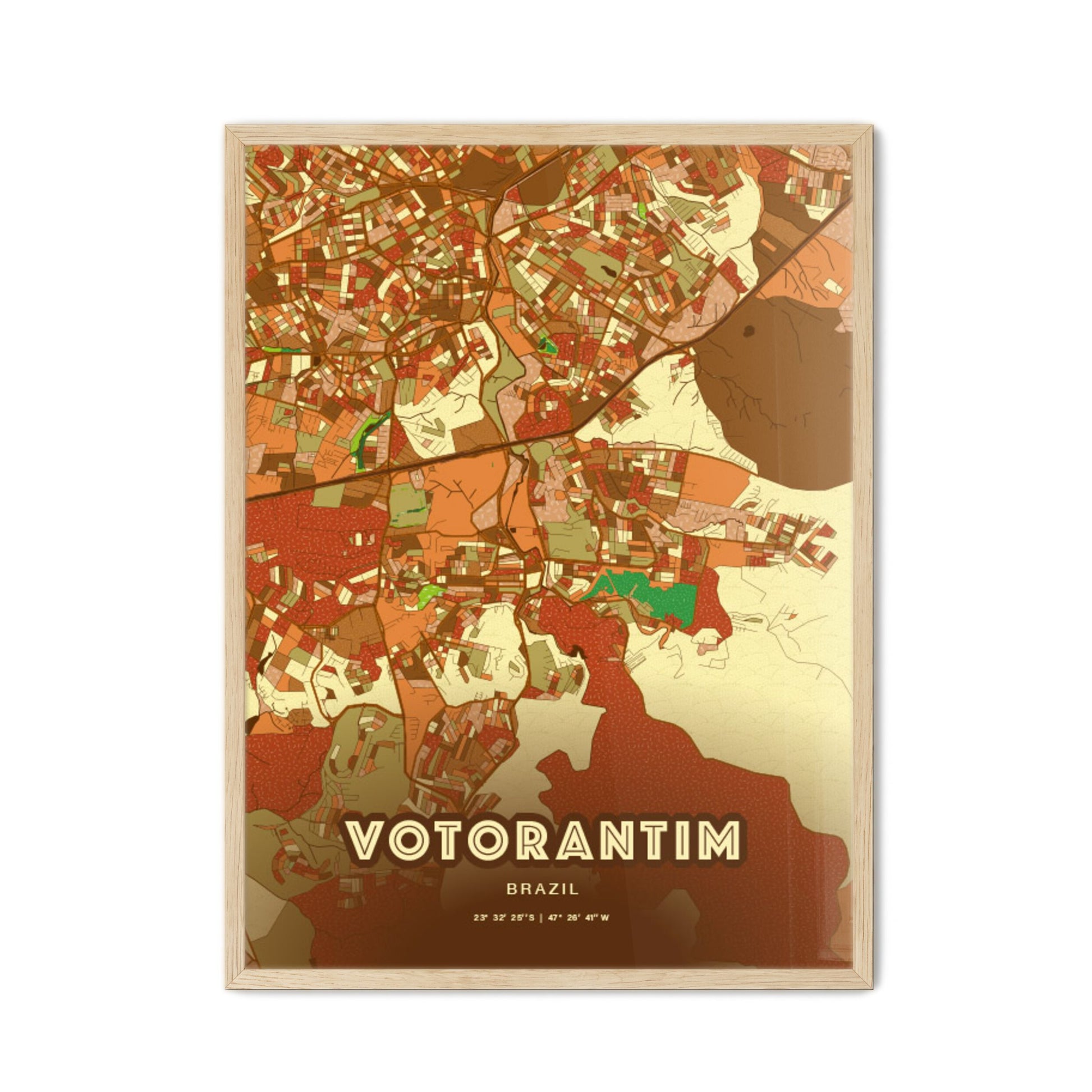 Colorful VOTORANTIM BRAZIL Fine Art Map Farmhouse