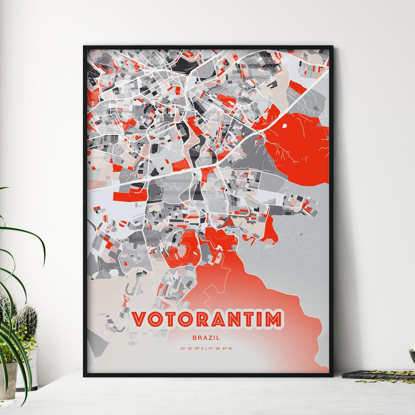 Colorful VOTORANTIM BRAZIL Fine Art Map Modern