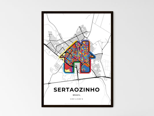 Sertaozinho Brazil wedding art map with home icon