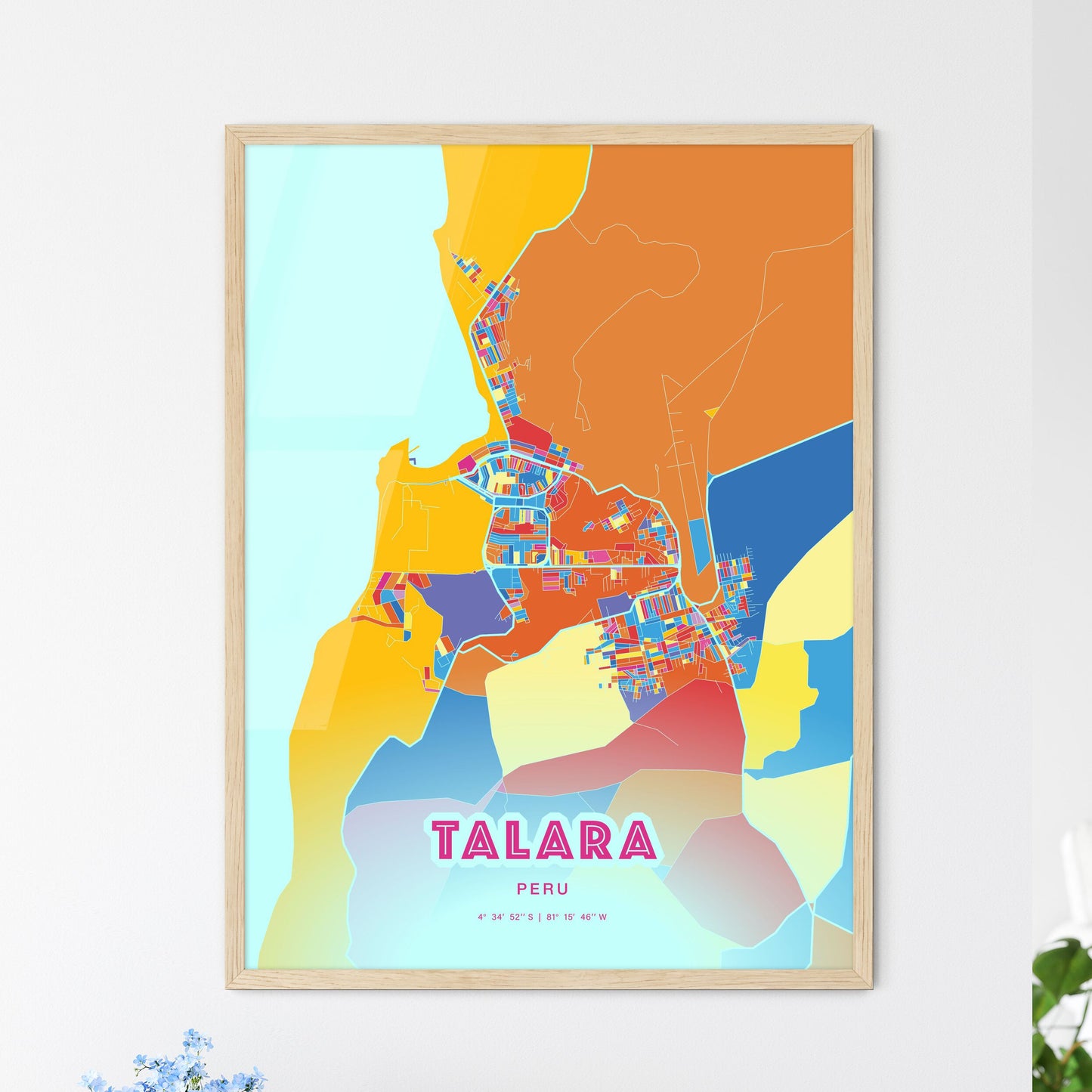 Colorful TALARA PERU Fine Art Map Crazy Colors
