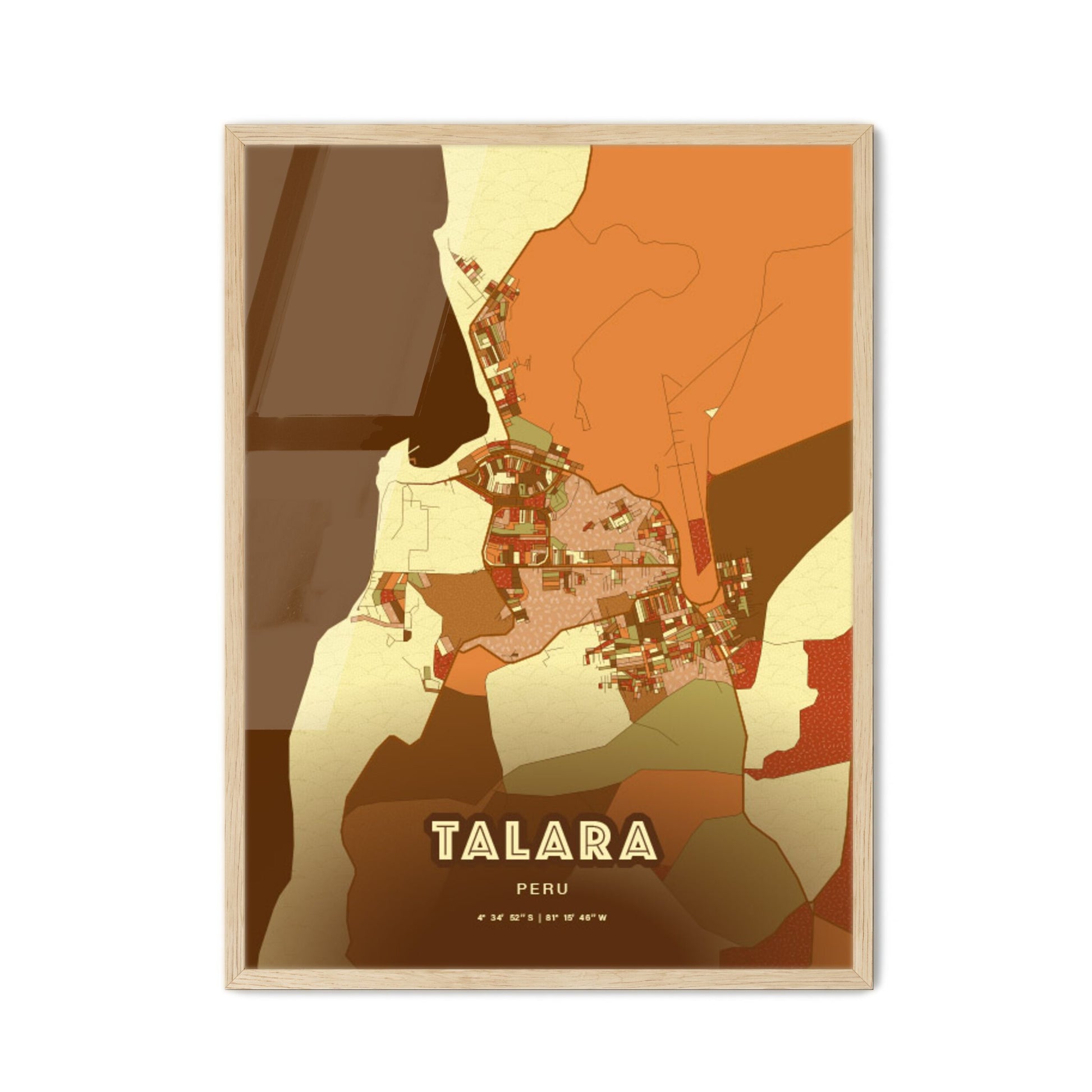 Colorful TALARA PERU Fine Art Map Farmhouse