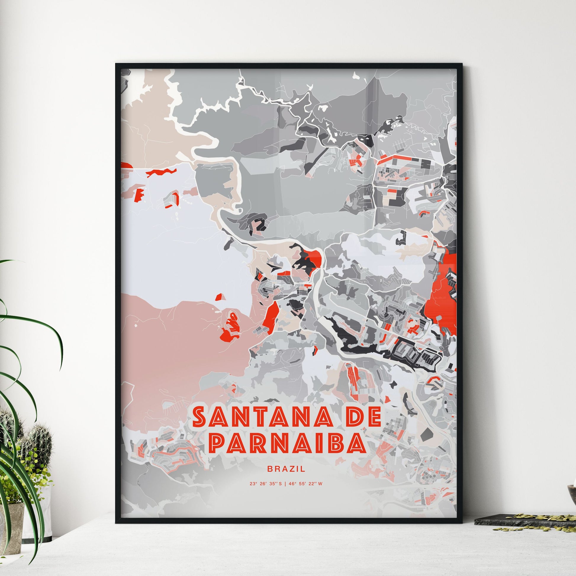 Colorful SANTANA DE PARNAIBA BRAZIL Fine Art Map Modern