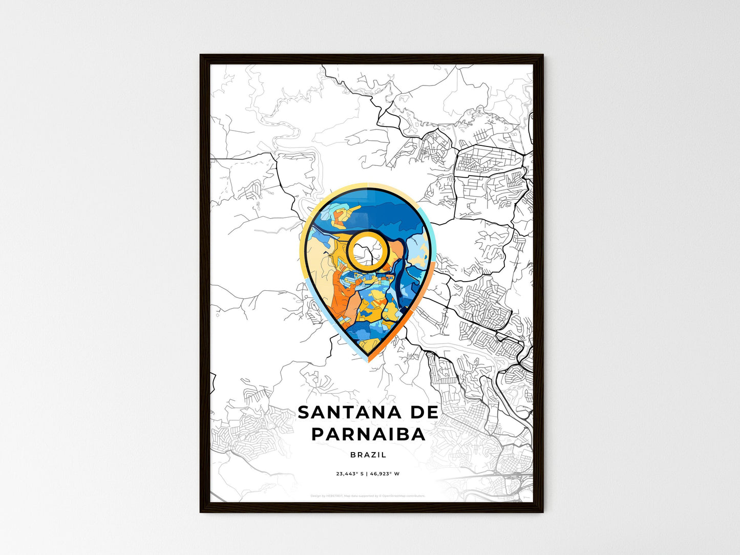 Santana De Parnaiba Brazil wedding art map with pointer icon