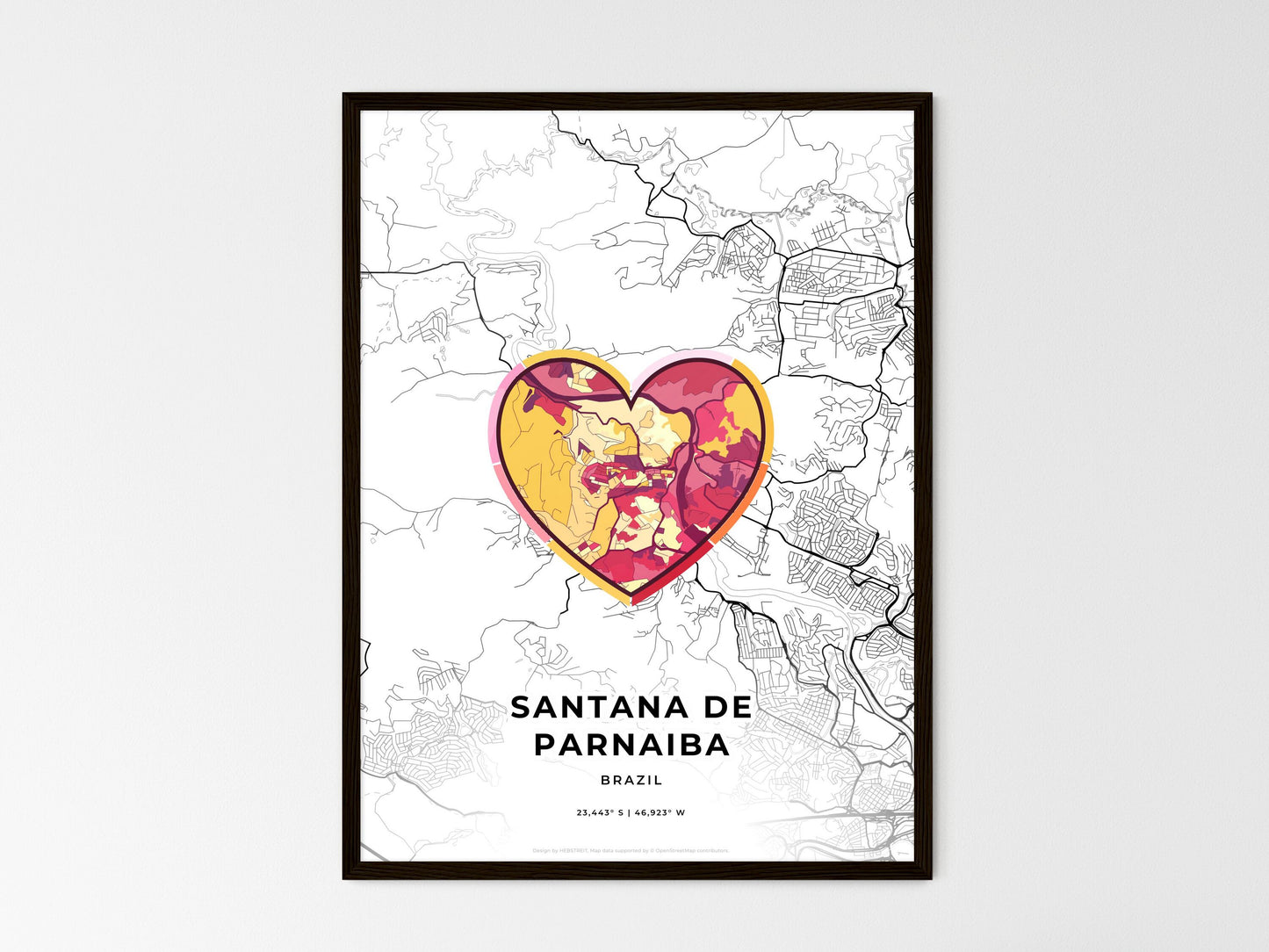 Santana De Parnaiba Brazil wedding art map with heart icon