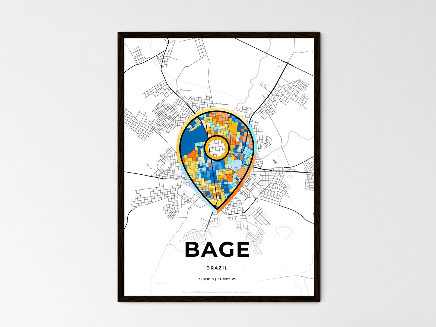 Bage Brazil wedding art map with pointer icon