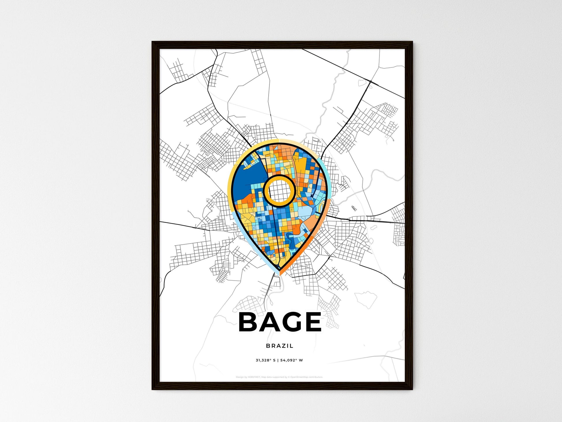 Bage Brazil wedding art map with pointer icon