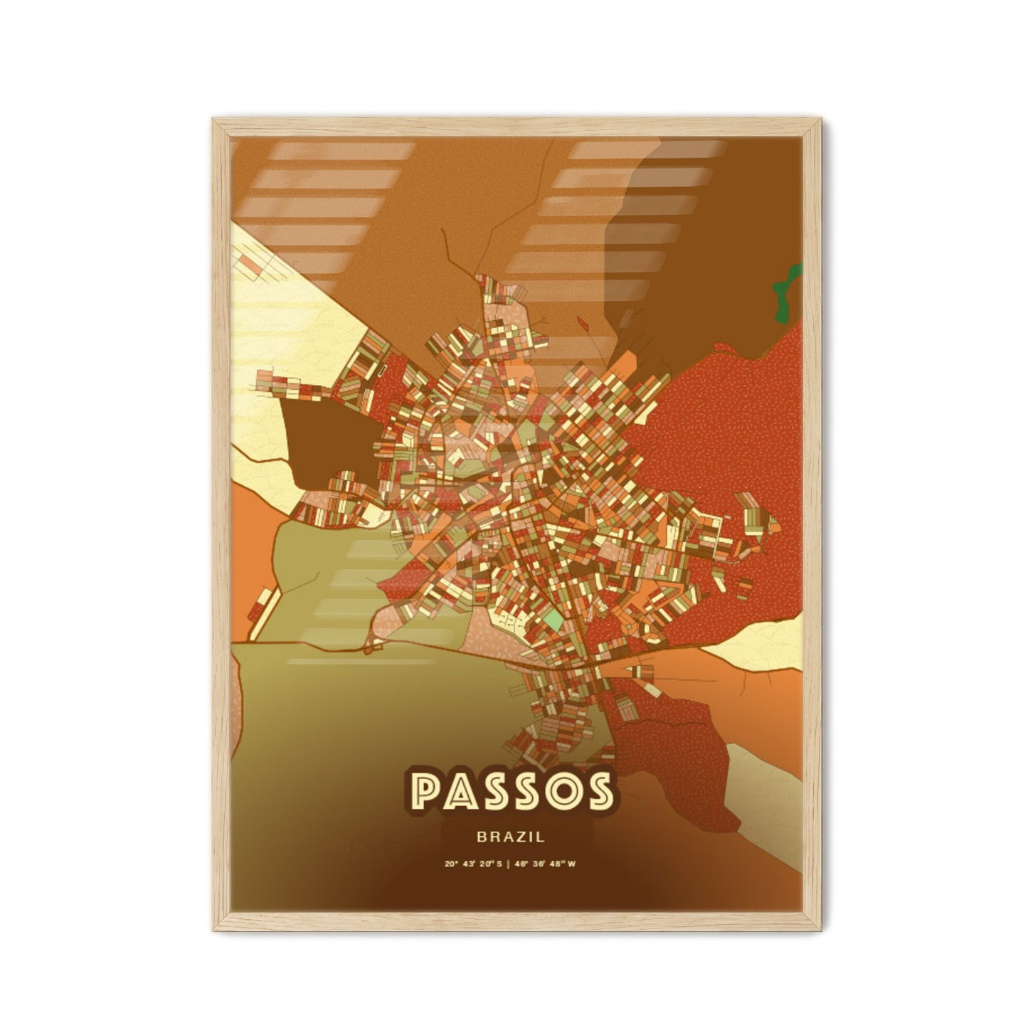 Colorful PASSOS BRAZIL Fine Art Map Farmhouse