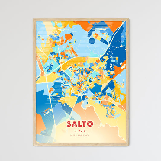 Colorful SALTO BRAZIL Fine Art Map Blue Orange