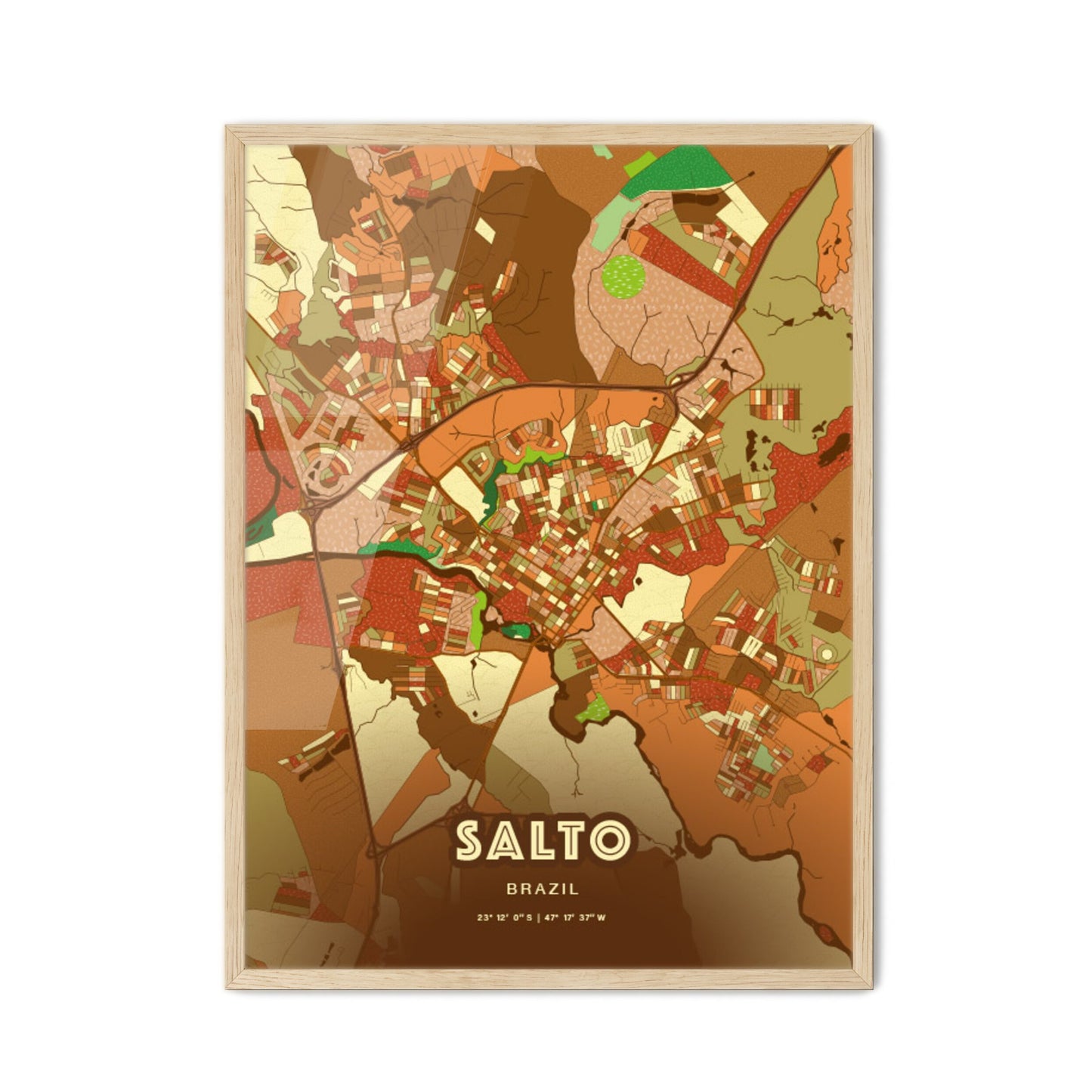 Colorful SALTO BRAZIL Fine Art Map Farmhouse