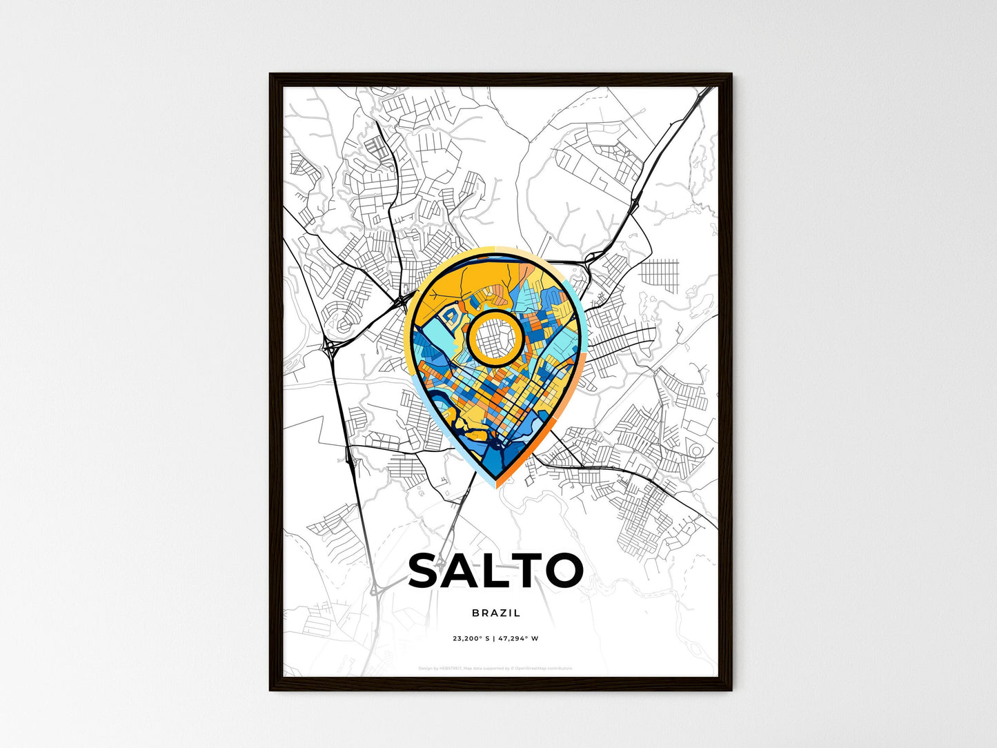 Salto Brazil wedding art map with pointer icon