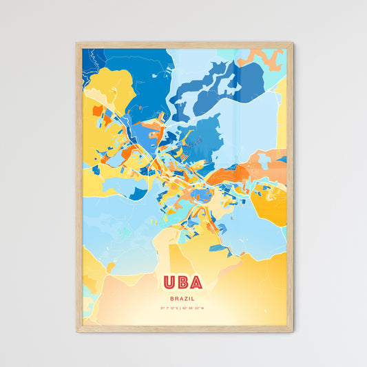 Colorful UBA BRAZIL Fine Art Map Blue Orange