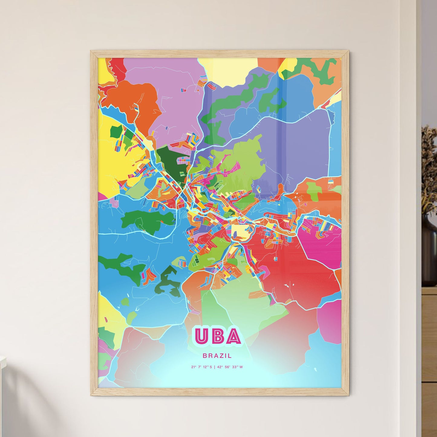 Colorful UBA BRAZIL Fine Art Map Crazy Colors