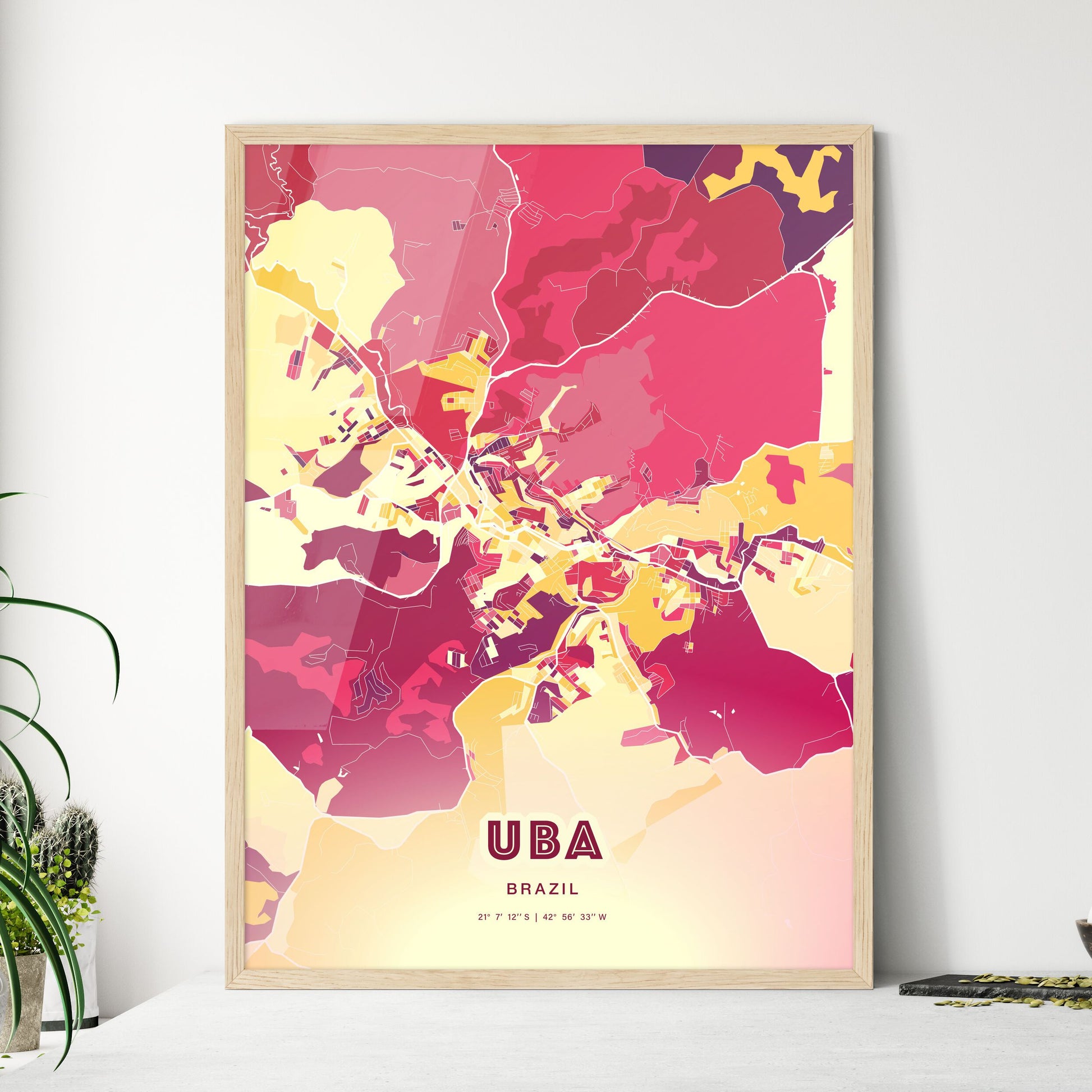 Colorful UBA BRAZIL Fine Art Map Hot Red