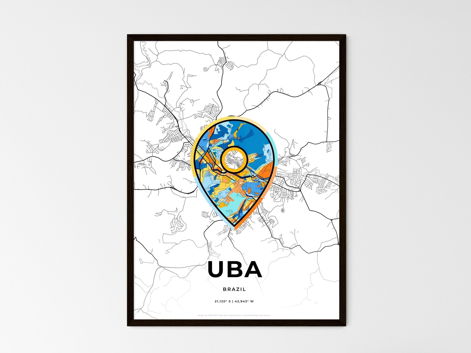 Uba Brazil wedding art map with pointer icon