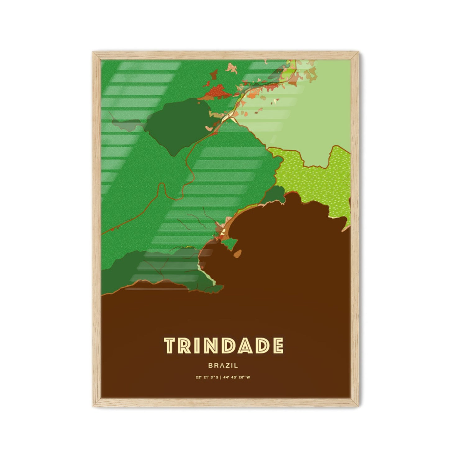 Colorful TRINDADE BRAZIL Fine Art Map Farmhouse