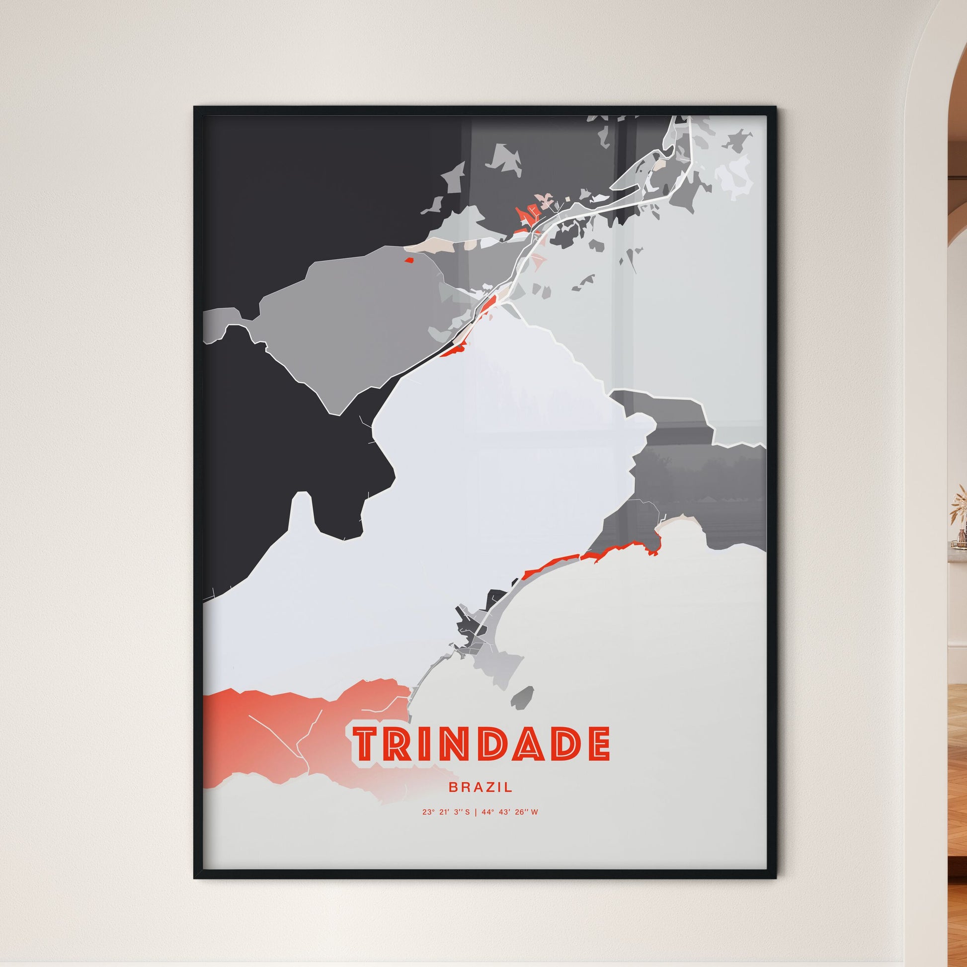 Colorful TRINDADE BRAZIL Fine Art Map Modern